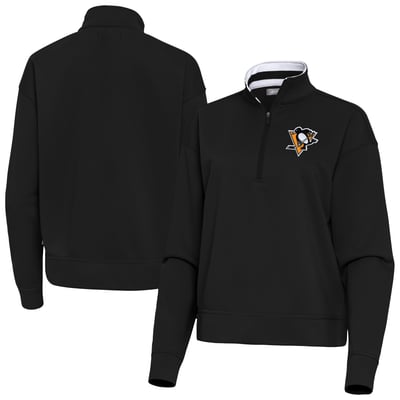 Pittsburgh Penguins Antigua Women's Goddess Half-Zip Pullover - Black