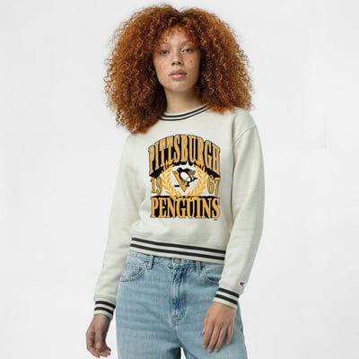  Pittsburgh Penguins Champion Women's Bold Laurels Reverse Weave Yarn Sweatshirt - Cream