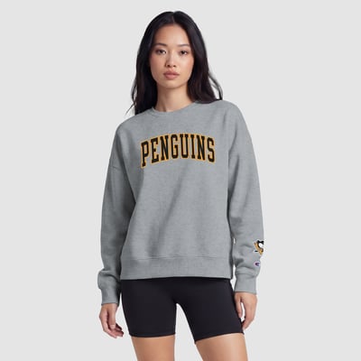  Pittsburgh Penguins Champion Women's Applique Crewneck Sweatshirt - Heather Gray