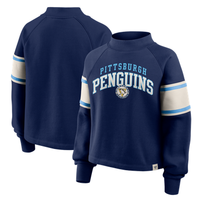 Pittsburgh Penguins Fanatics Women's Heritage Overtime Fleece Mockneck Sweatshirt - Navy
