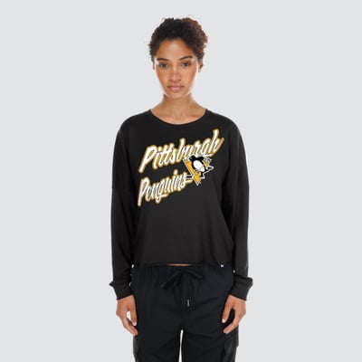  Pittsburgh Penguins New Era Women's Oversized Boxy Long Sleeve T-Shirt - Black