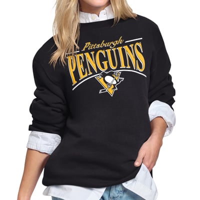 Pittsburgh Penguins Starter Women's Arch Stripe Fleece Sweatshirt - Black