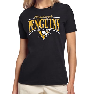 Pittsburgh Penguins Starter Women's Arch Stripe T-Shirt - Black