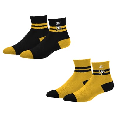 Pittsburgh Penguins Starter Women's Cozy Cuff Stripes Quarter-Length Plush Socks