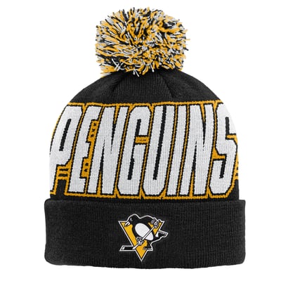 Pittsburgh Penguins Outerstuff Youth Cuffed Knit Hat with Pom - Black