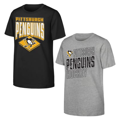 Pittsburgh Penguins Outerstuff Youth Trench Kings 2-Pack T-Shirt Set - Black/Gray