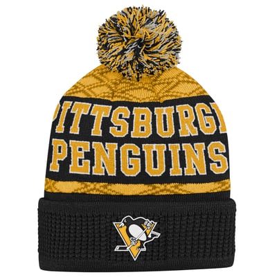 Pittsburgh Penguins Youth Puck Cuffed Knit Hat with Pom - Gold