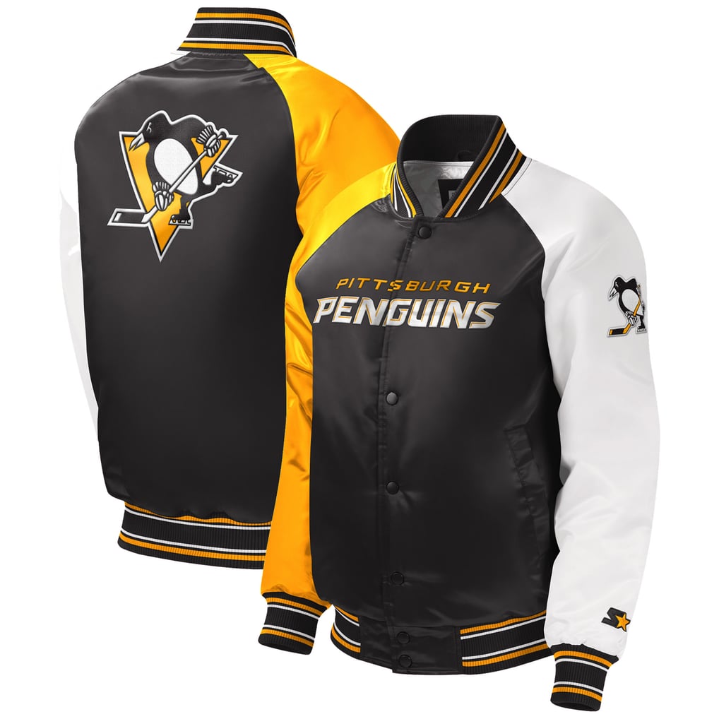 Pittsburgh Penguins Starter Youth Raglan Full-Snap Varsity Jacket - Black