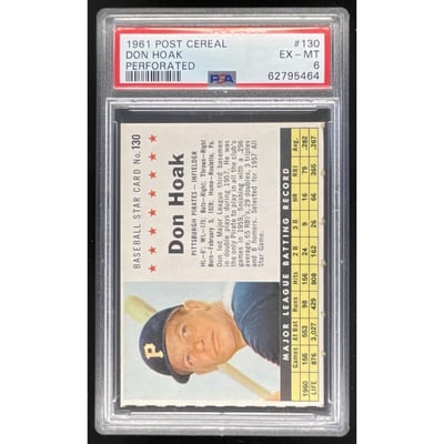 1961 Post Cereal Perforated #130 Don Hoak PSA 6