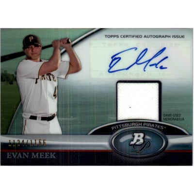 2011 Bowman Platinum Relic Autograph Refractors #EM Evan Meek/1166