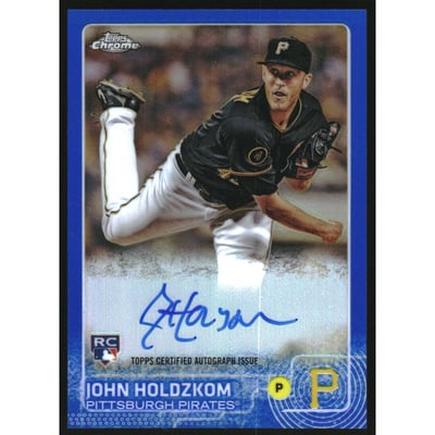 2015 Topps Chrome Rookie Autographs Blue Refractors #ARJH John Holdzkom