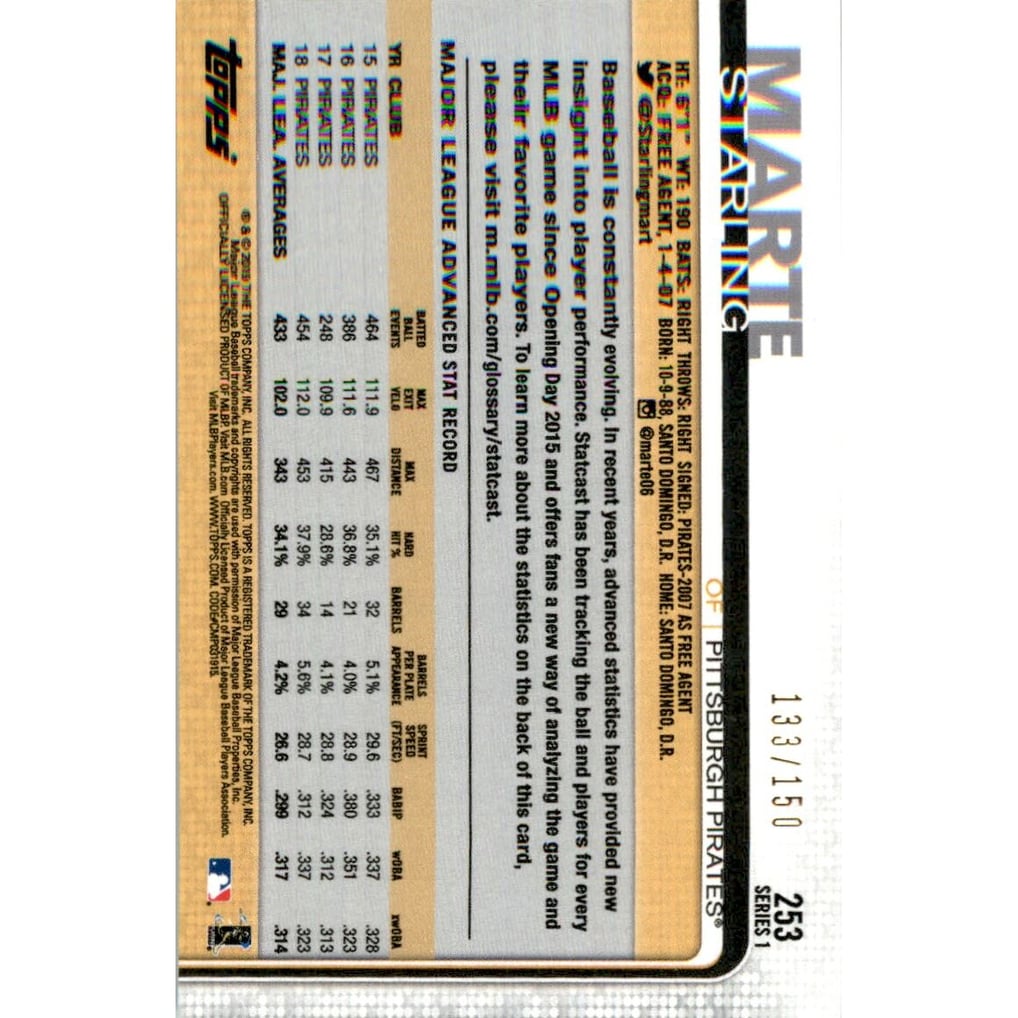 2019 Topps Advanced Stats #253 Starling Marte
