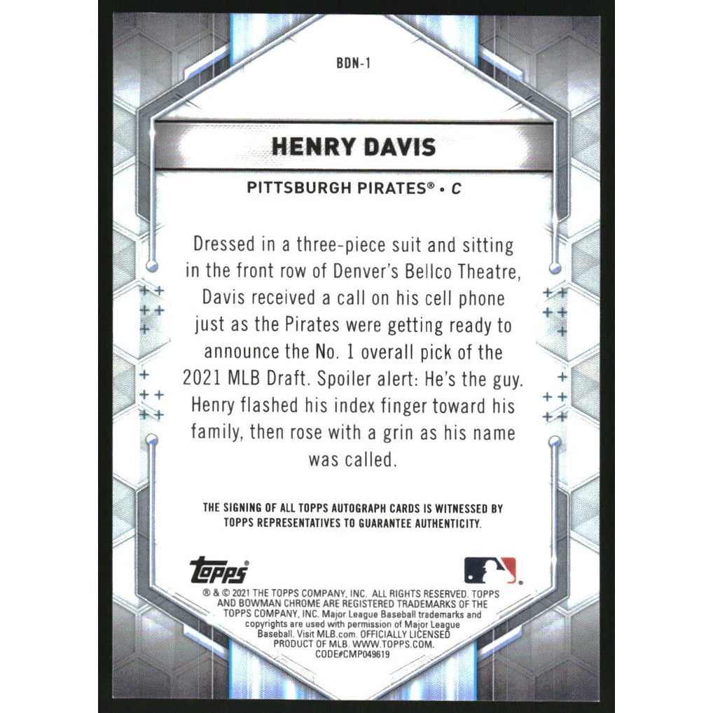 2021 Bowman Chrome Draft Bowman Draft Night Autographs #BDN1 Henry Davis