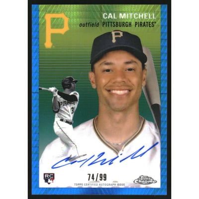 2023 Topps Chrome Platinum Anniversary Autographs Blue Prism Refractors #CPACMI Cal Mitchell