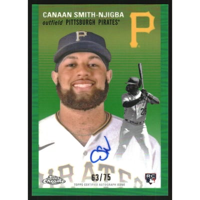 2023 Topps Chrome Platinum Anniversary Autographs Green Refractors #CPACSN Canaan Smith-Njigba
