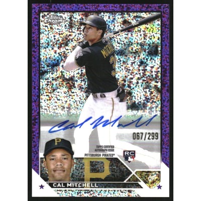 2023 Topps Chrome Rookie Autographs Purple Speckle Refractors #RACMI Cal Mitchell