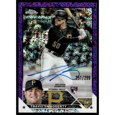 2023 Topps Chrome Rookie Autographs Purple Speckle Refractors #RATSW Travis Swaggerty
