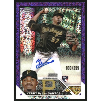 2023 Topps Chrome Update Rookie Autographs Purple Speckle Refractors #RAYDS Yerry De Los Santos