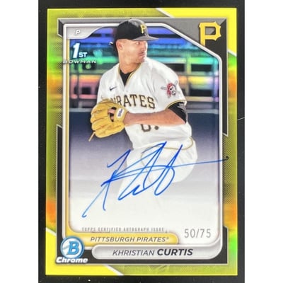2024 Bowman Chrome Prospect Yellow #CPA-KC Khristian Curtis RC Auto /75