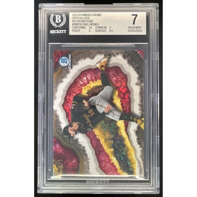 2026 Bowman Crystallized Chrome Red Refractor #BWC-16 Paul Skenes SSP /5 BGS 7