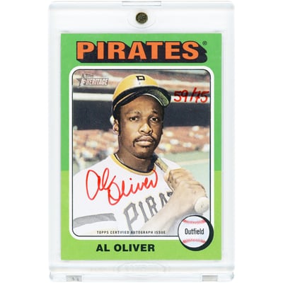 Al Oliver Pittsburgh Pirates Autographed 2024 Topps Heritage Real One Red Ink 1975 Topps Design #ROA-AO #59/75 Card 