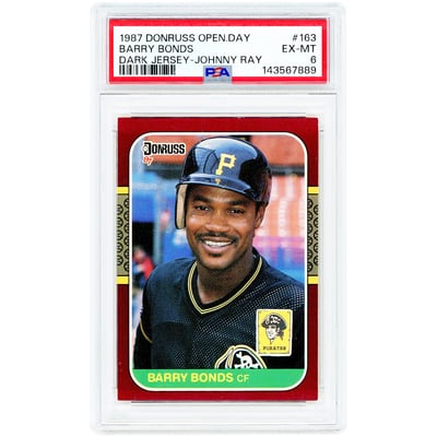 Barry Bonds Pittsburgh Pirates 1987 Donruss Opening Day Johnny Ray image Error Card #163 PSA Authenticated 6 Rookie Card