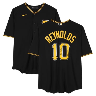 Bryan Reynolds Pittsburgh Pirates Autographed Fanatics Authentic Black Nike Replica Jersey with "Let's Go Bucs!" Inscription