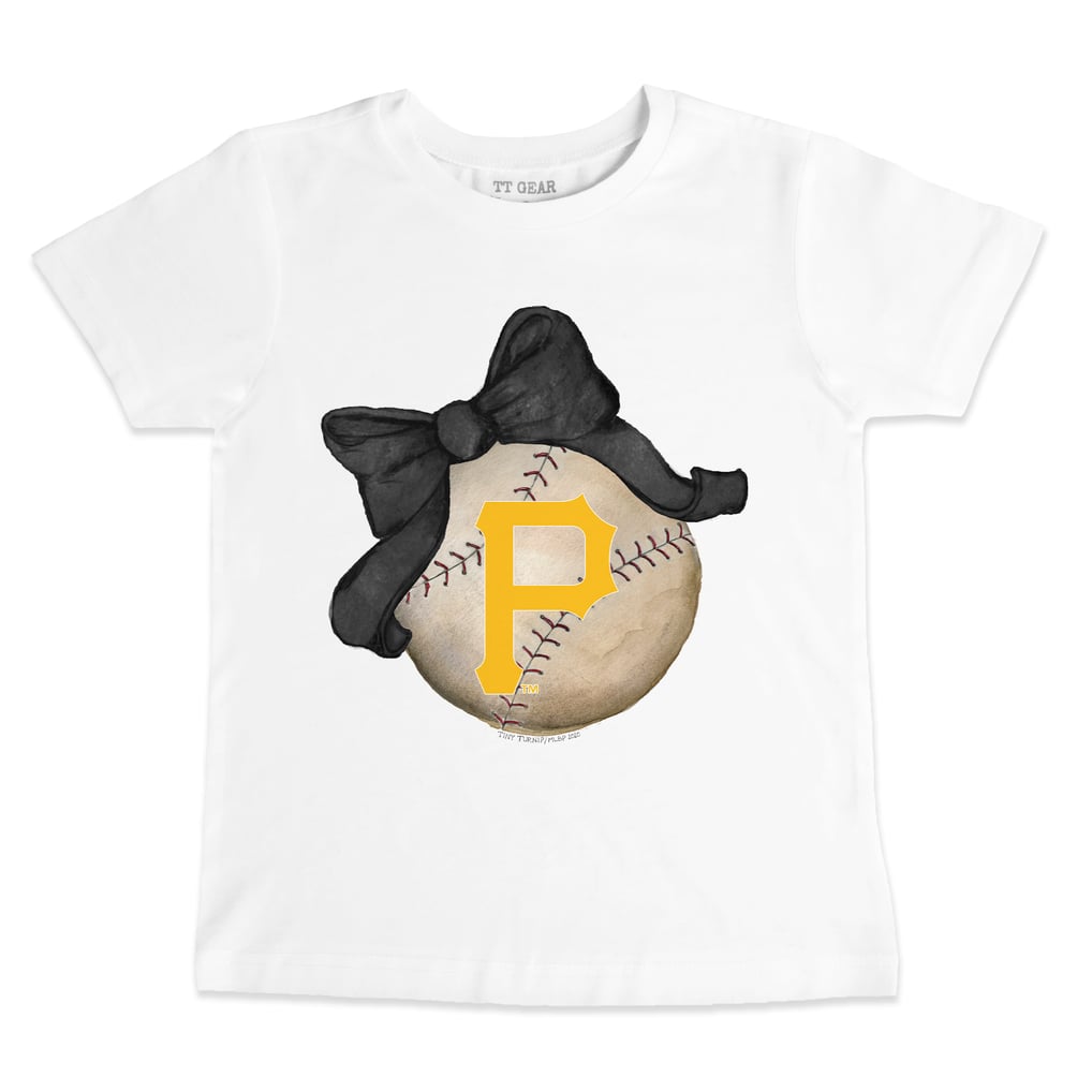 Pittsburgh Pirates Tiny Turnip Infant Baseball Bow T-Shirt - White