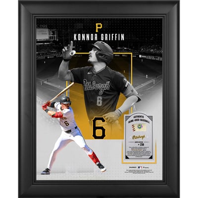 Konnor Griffin Pittsburgh Pirates Fanatics Authentic Framed 11" x 14" Showcase Collage with a Piece of Game-Used Ball - Limited Edition of 250