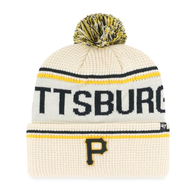 Pittsburgh Pirates '47 Quattrle Cuffed Knit Hat with Pom - Natural