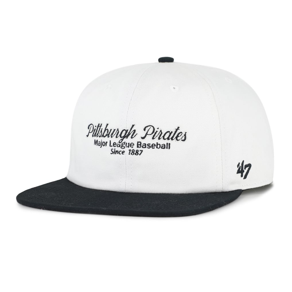 Pittsburgh Pirates '47 Script Stack Relaxed Captain Snapback - White/Black