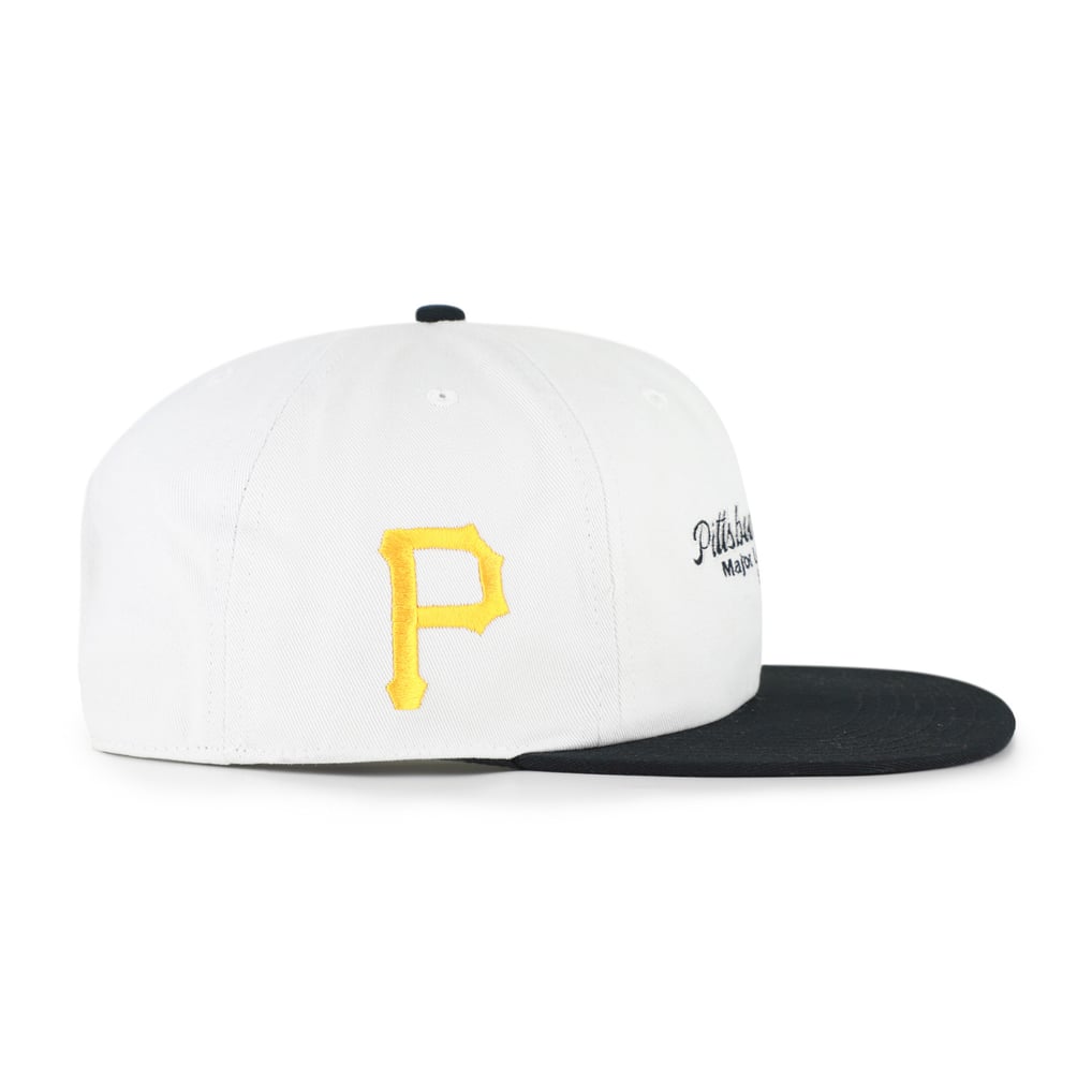 Pittsburgh Pirates '47 Script Stack Relaxed Captain Snapback - White/Black