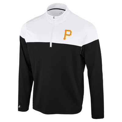 Pittsburgh Pirates Antigua Hinder Quarter-Zip Pullover - Black/White