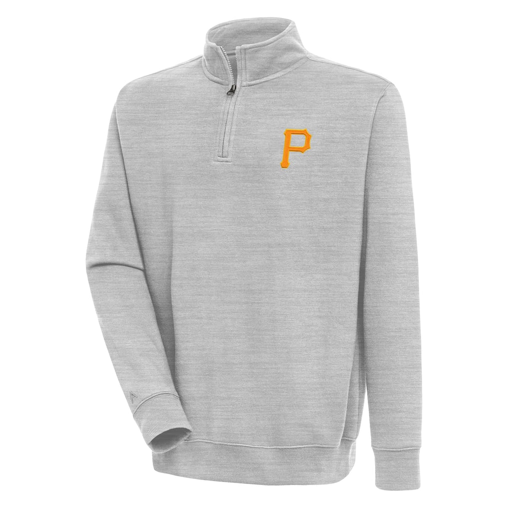  Pittsburgh Pirates Antigua Victory Quarter-Zip Pullover Top - Heather Gray