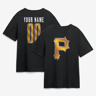 Pittsburgh Pirates Big & Tall Forged Mascot Personalized Name & Number T-Shirt - Black