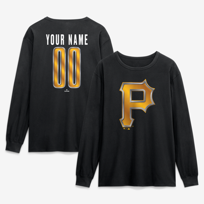 Pittsburgh Pirates  Forged Mascot Personalized Name & Number Long Sleeve T-Shirt - Black