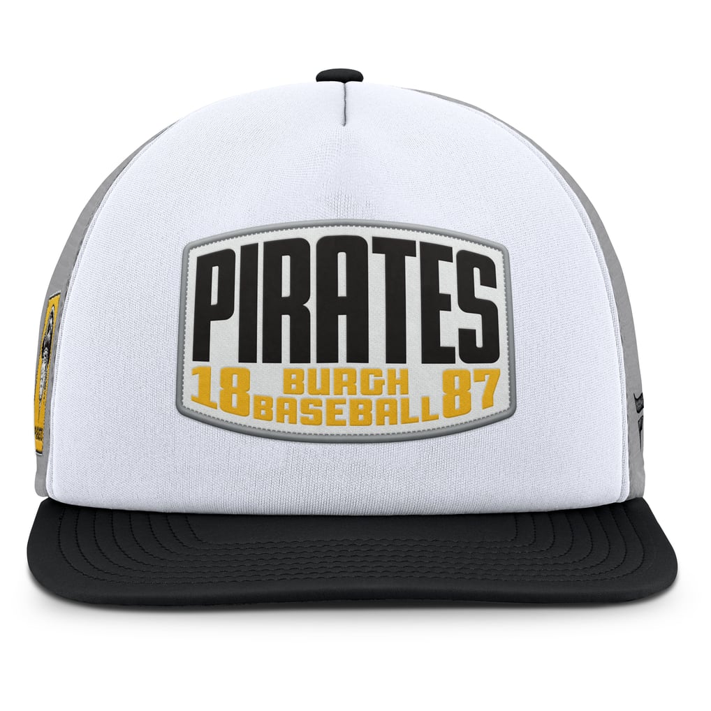 Pittsburgh Pirates Fanatics Cranked Foam Front Patch Trucker Adjustable Hat - Gray/White