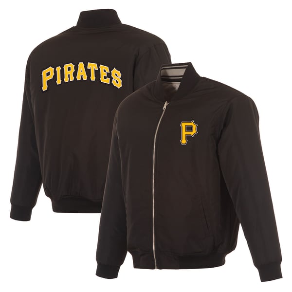 Pittsburgh Pirates JH Design Full-Zip Reversible Flight Jacket - Black