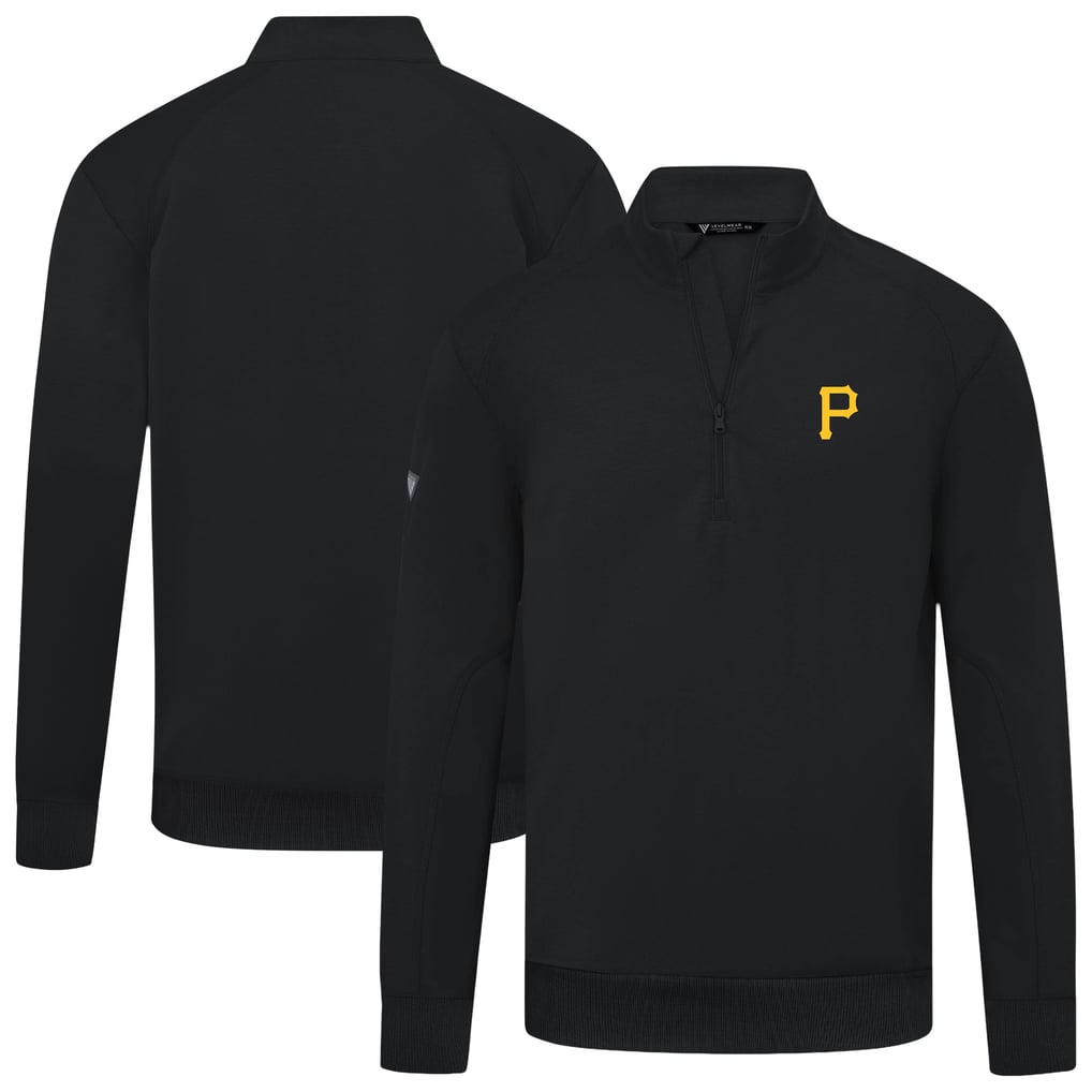  Pittsburgh Pirates Levelwear Upright Insignia Tri-Blend Quarter-Zip Pullover - Black