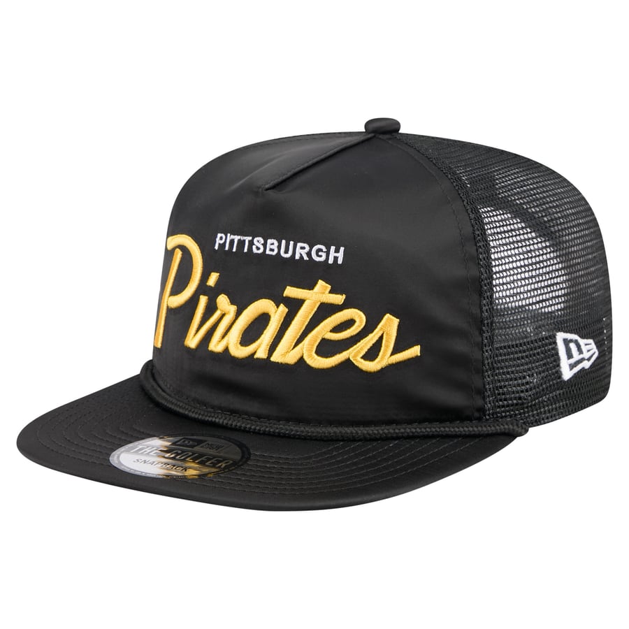 Pirates Uniform Script Men's Pittsburgh Pirates New Era Black Retro Satin Script Golfer ...