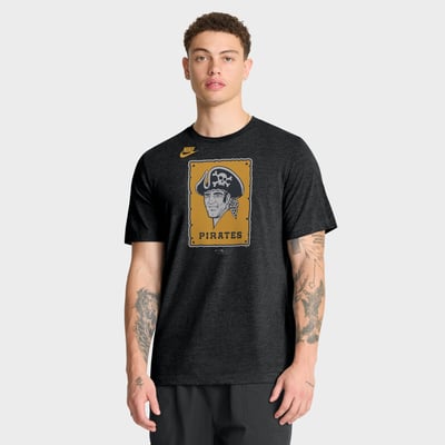 Pittsburgh Pirates Nike Cooperstown Logo Tri-Blend T-Shirt - Heather Black