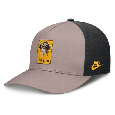 Pittsburgh Pirates Nike Cooperstown Rise A-Frame Adjustable Hat - Light Brown/Black
