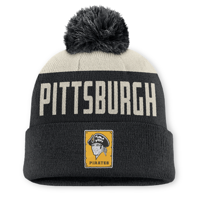  Pittsburgh Pirates Nike Cooperstown Collection Peak Standard Cuffed Knit Hat with Pom - Natural/Black