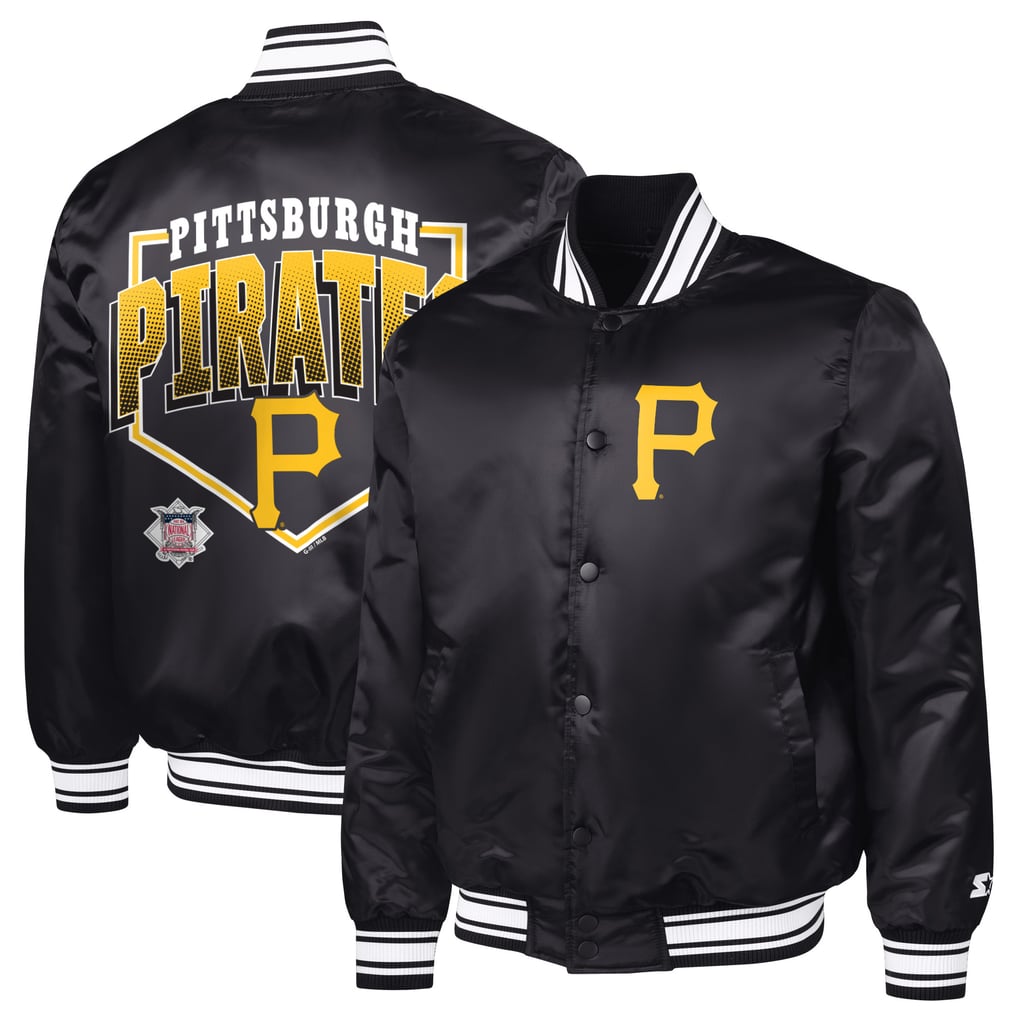  Pittsburgh Pirates Starter Home Plate Printed Graphic Satin Full-Snap Varsity Jacket - Black