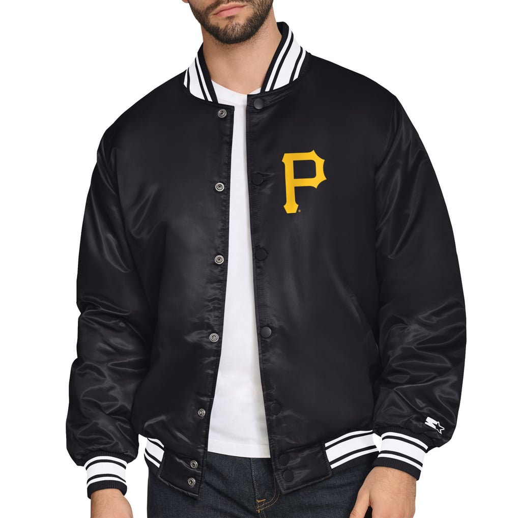  Pittsburgh Pirates Starter Home Plate Printed Graphic Satin Full-Snap Varsity Jacket - Black