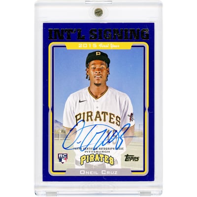 Oneil Cruz Pittsburgh Pirates Autographed 2022 Topps Archives 2005 Topps Draft Picks Purple #05DP-OC #87/150 Rookie Card