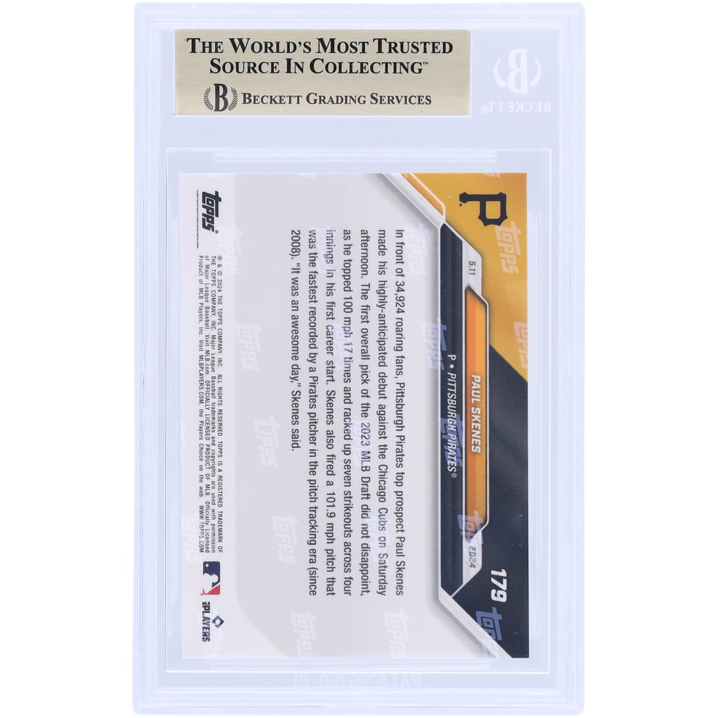Paul Skenes Pittsburgh Pirates 2024 Topps Now #179 BGS Authenticated 10 ...