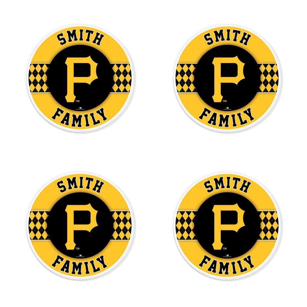 Pittsburgh Pirates 4" Personalized Circular Coasters 4-Pack Set
