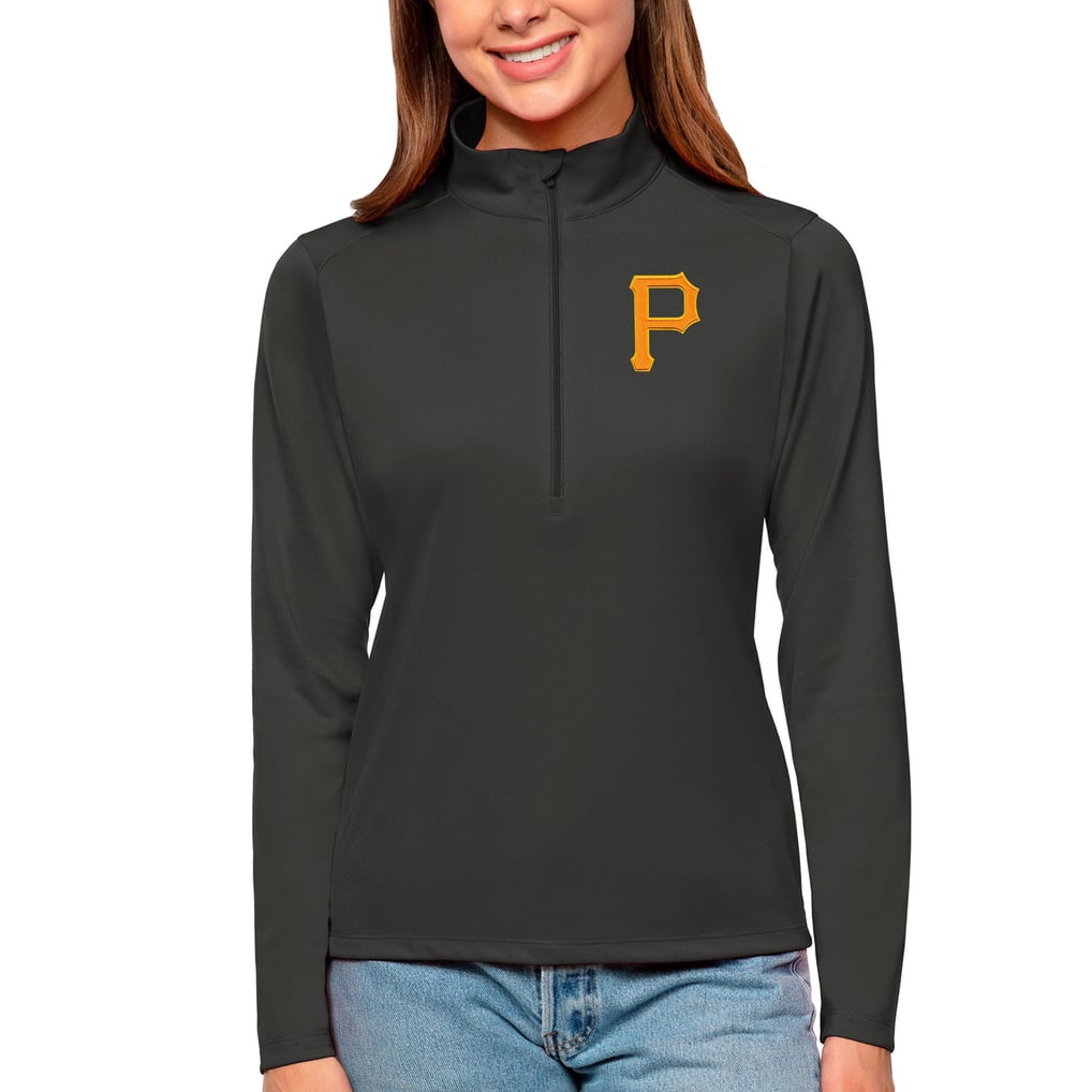 Pittsburgh Pirates Antigua Women's Tribute Quarter-Zip Pullover Top - Charcoal