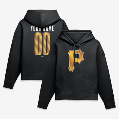 Pittsburgh Pirates Women's Forged Mascot Personalized Name & Number Hoodie - Black
